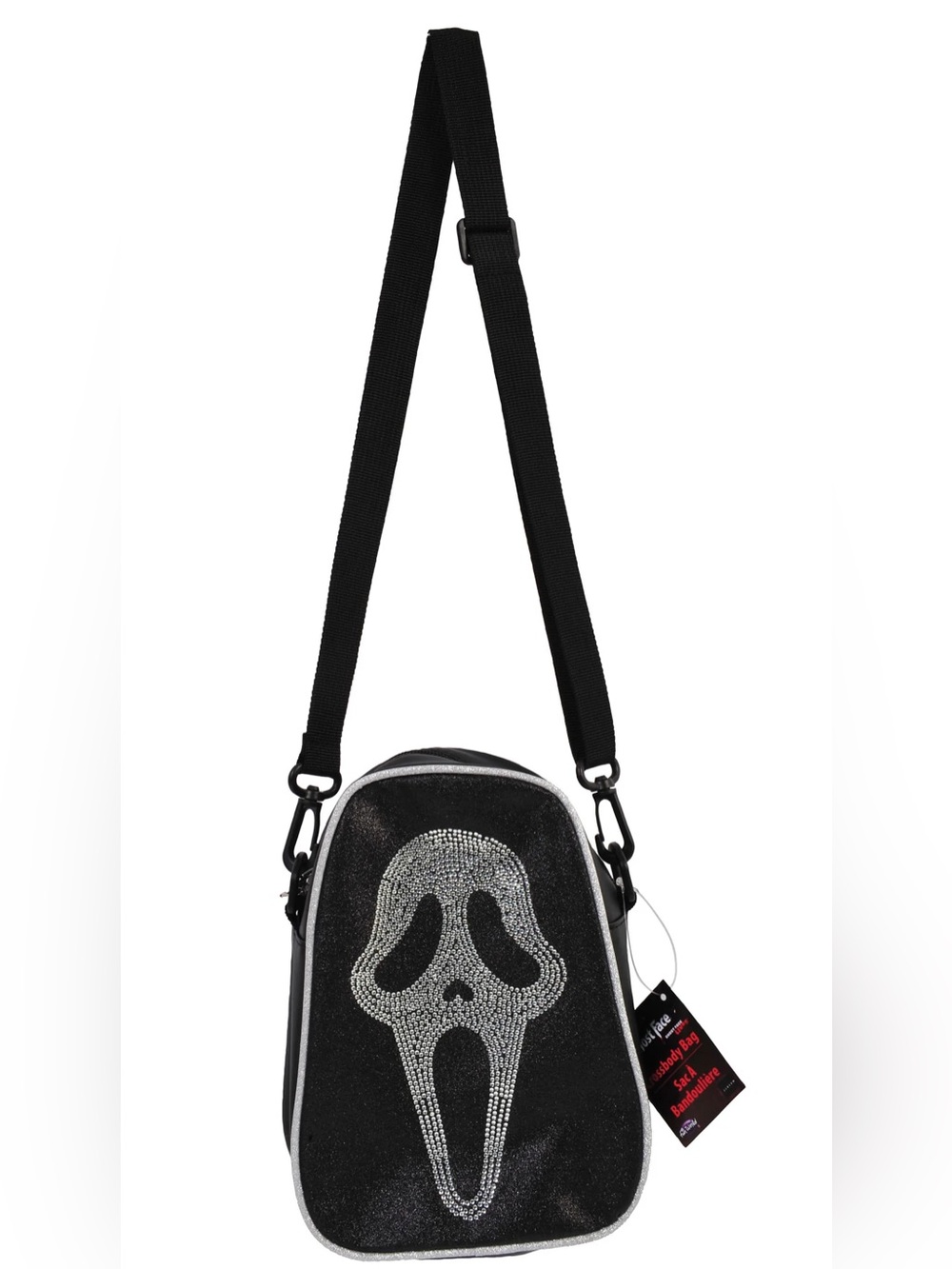Rhinestone Ghostface Scream Crossbody Bag